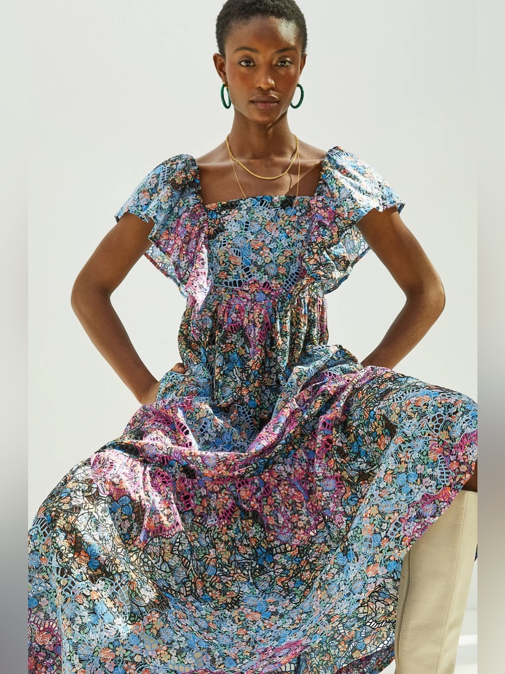 ANTHROPOLOGIE Clementina Eyelet Maxi Dress - Picture 6 of 11